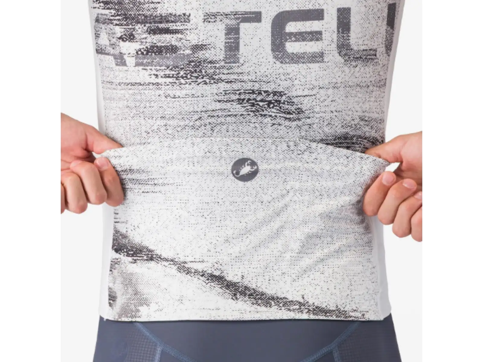 Castelli Stratus Logo męska koszulka z krótkim rękawem White/Smoky Gray