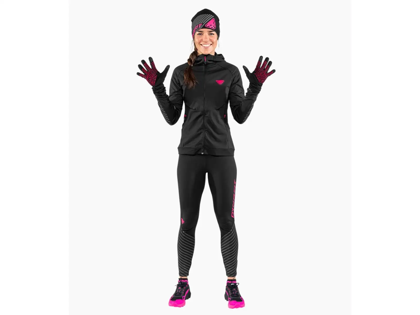 Dynafit Reflective damskie legginsy Black Out/Pink Glo