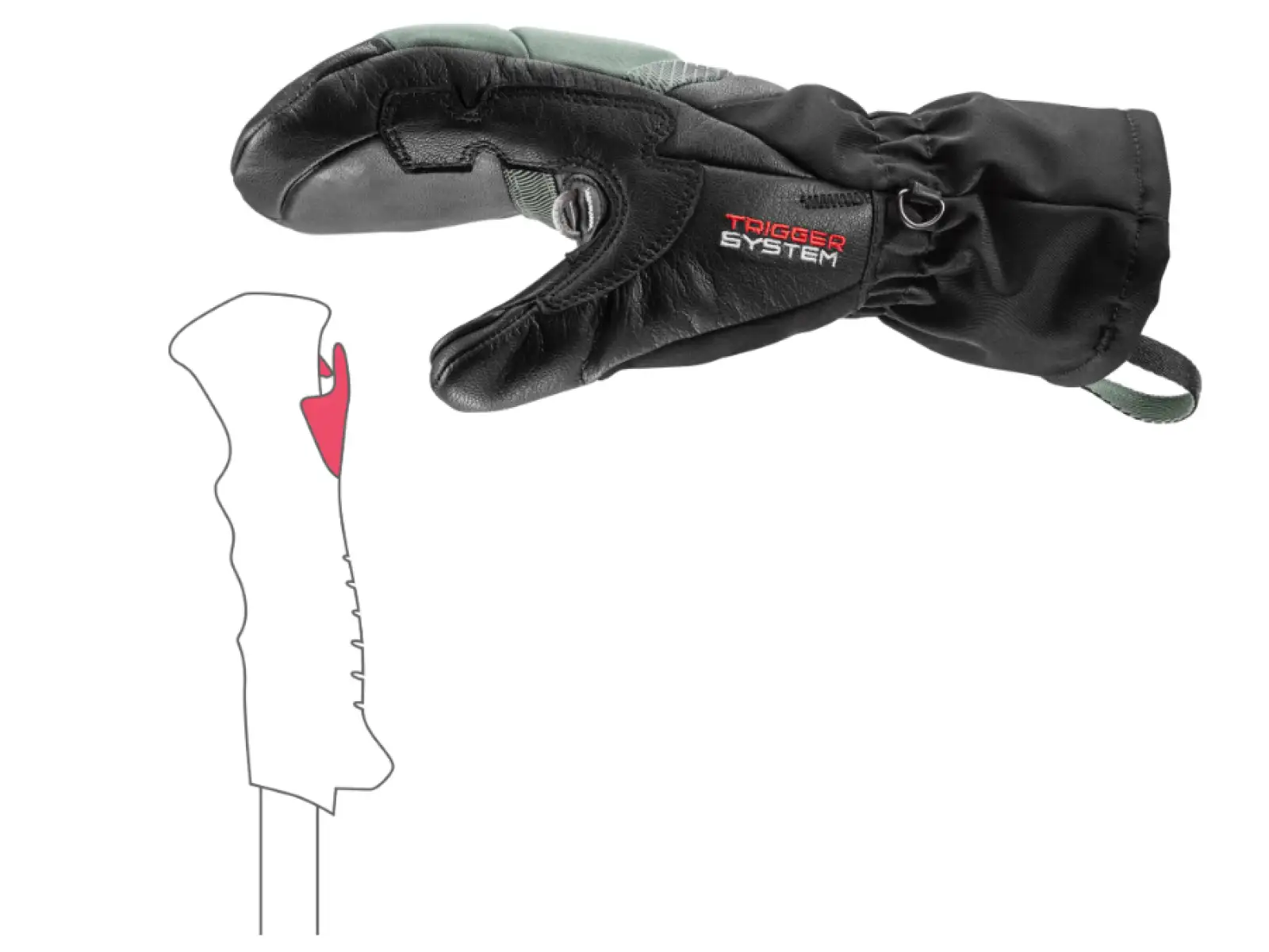 Leki Griffin Base 3D Women Mitt damskie rękawice Black-Dusty Green