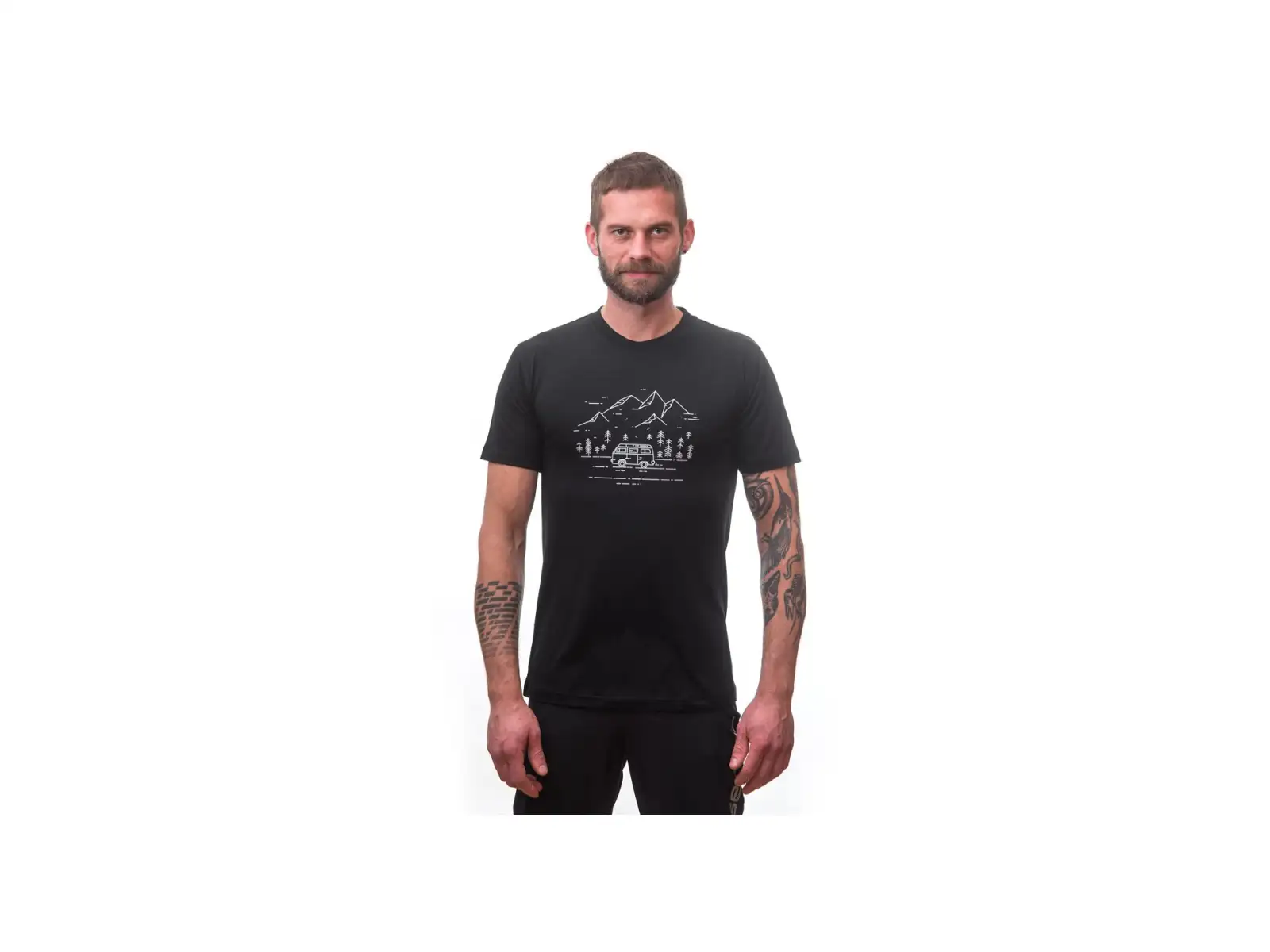 Sensor Merino Active PT Van Life męska koszulka krótki rękaw czarna