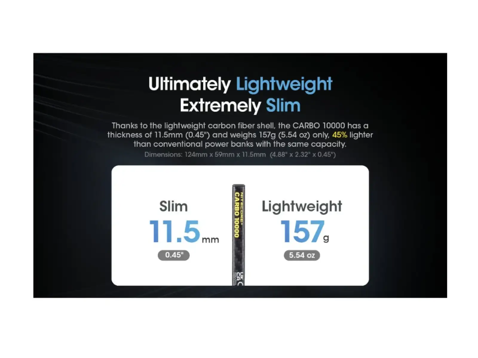 Nitecore wydajny Powerbank CARBO 10000, USB-C, 10000 mAh