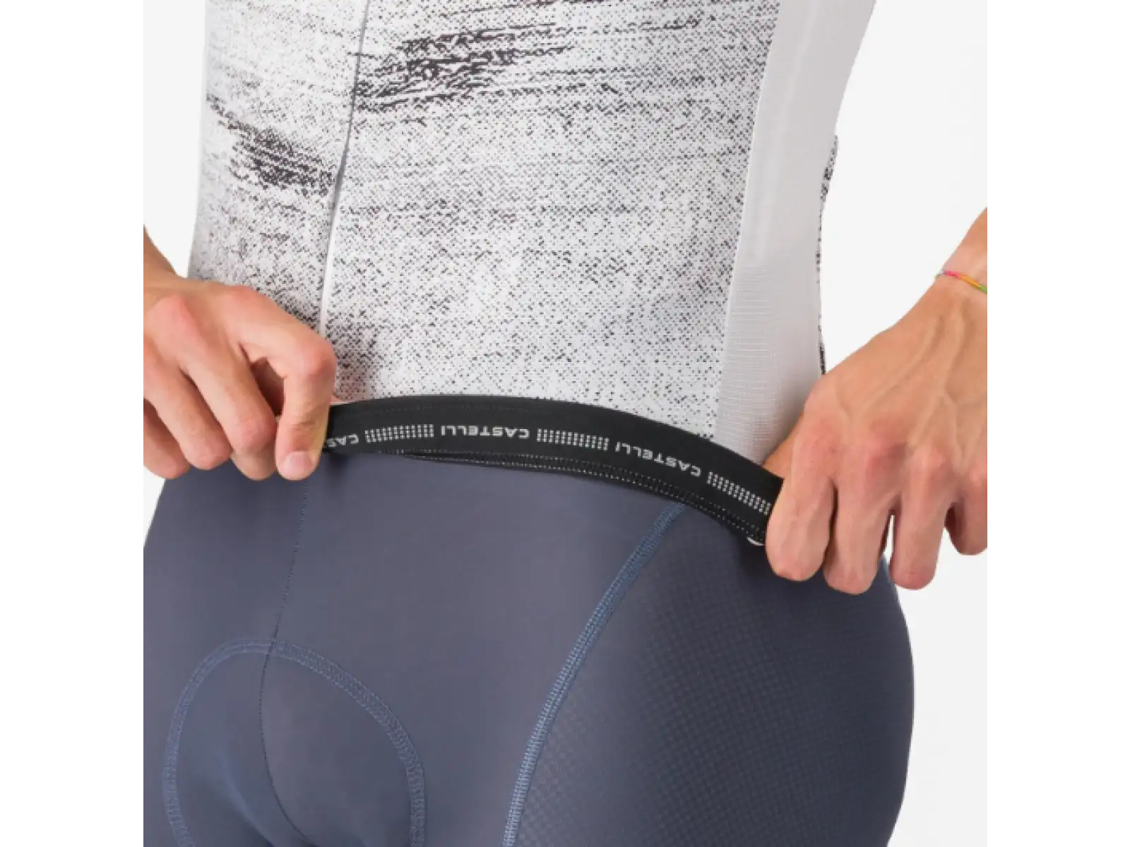 Castelli Stratus Logo męska koszulka z krótkim rękawem White/Smoky Gray