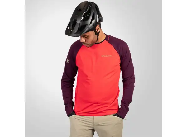Endura SingleTrack Fleece męska koszulka długi rękaw Purple/Red