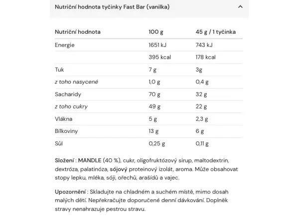 Amacx Fast Bar baton energetyczny 45 g vanilla