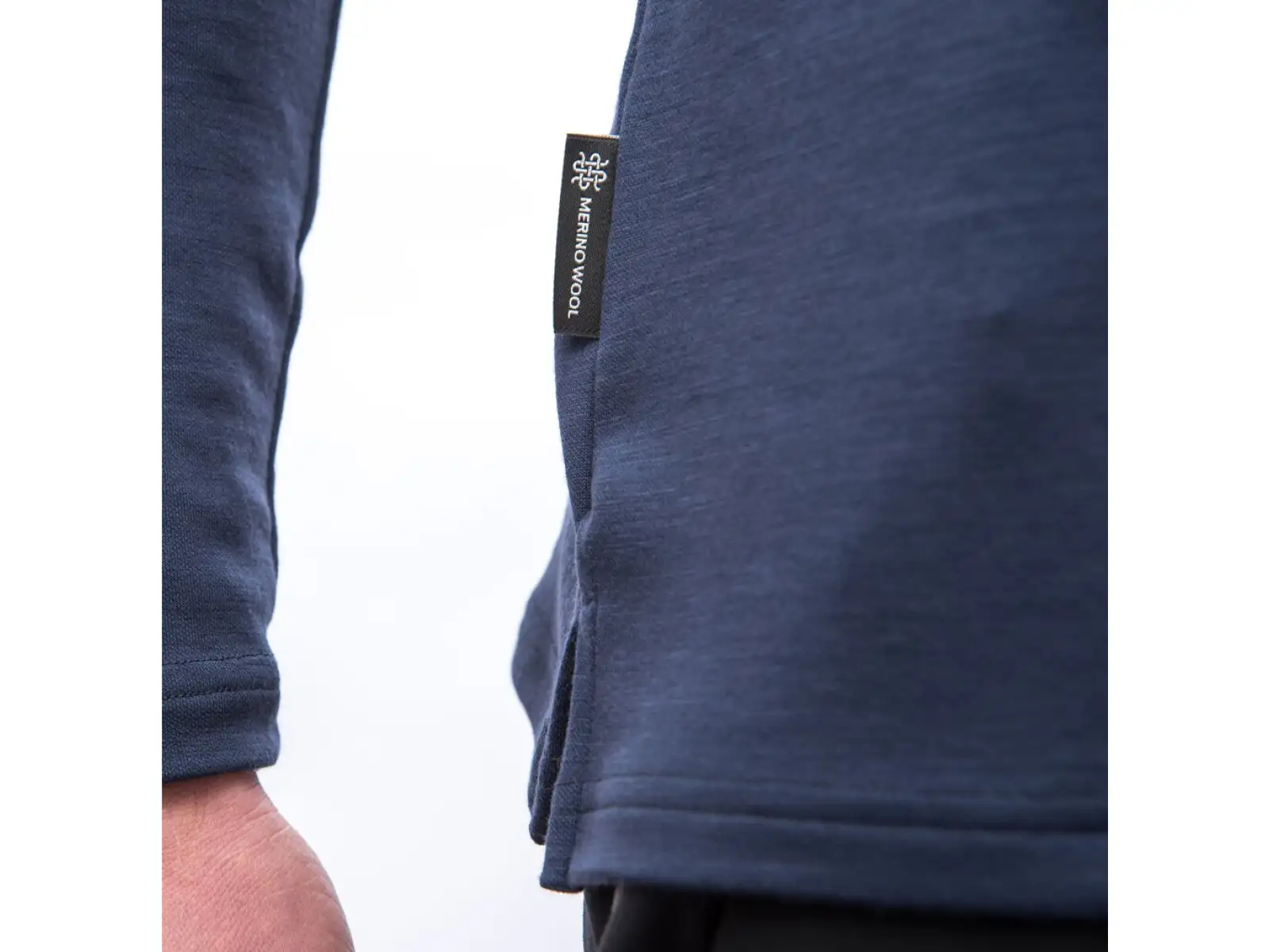 Sensor Merino Blend Typo męska koszulka długi rękaw Deep Blue