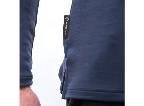 Sensor Merino Blend Typo męska koszulka długi rękaw Deep Blue