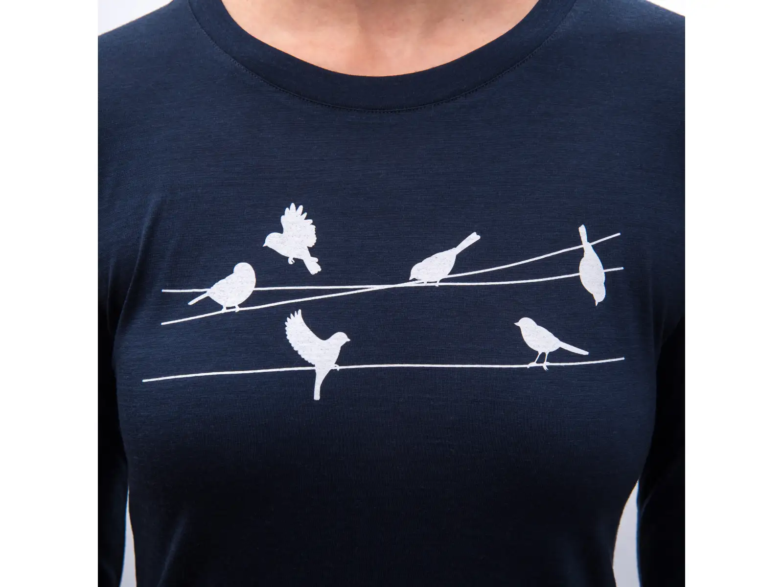 Sensor Merino Active Songbirds damska koszulka dlugi rekaw Deep Blue