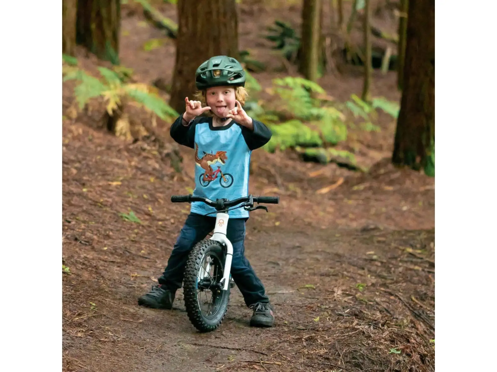 Kids Ride Shotgun Dino Windproof dziecięca koszulka dresowa z długim rękawem
