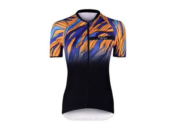 Force Life Lady damski dres krótki rękaw czarna/niebieska/pomarańczowa
