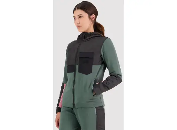 Mons Royale Decade Mid Hoody damska bluza dlugi rękaw Burnt sage/czarna