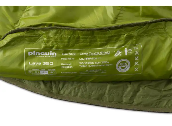 Pinguin Lava 350 śpiwór 195 cm zielona