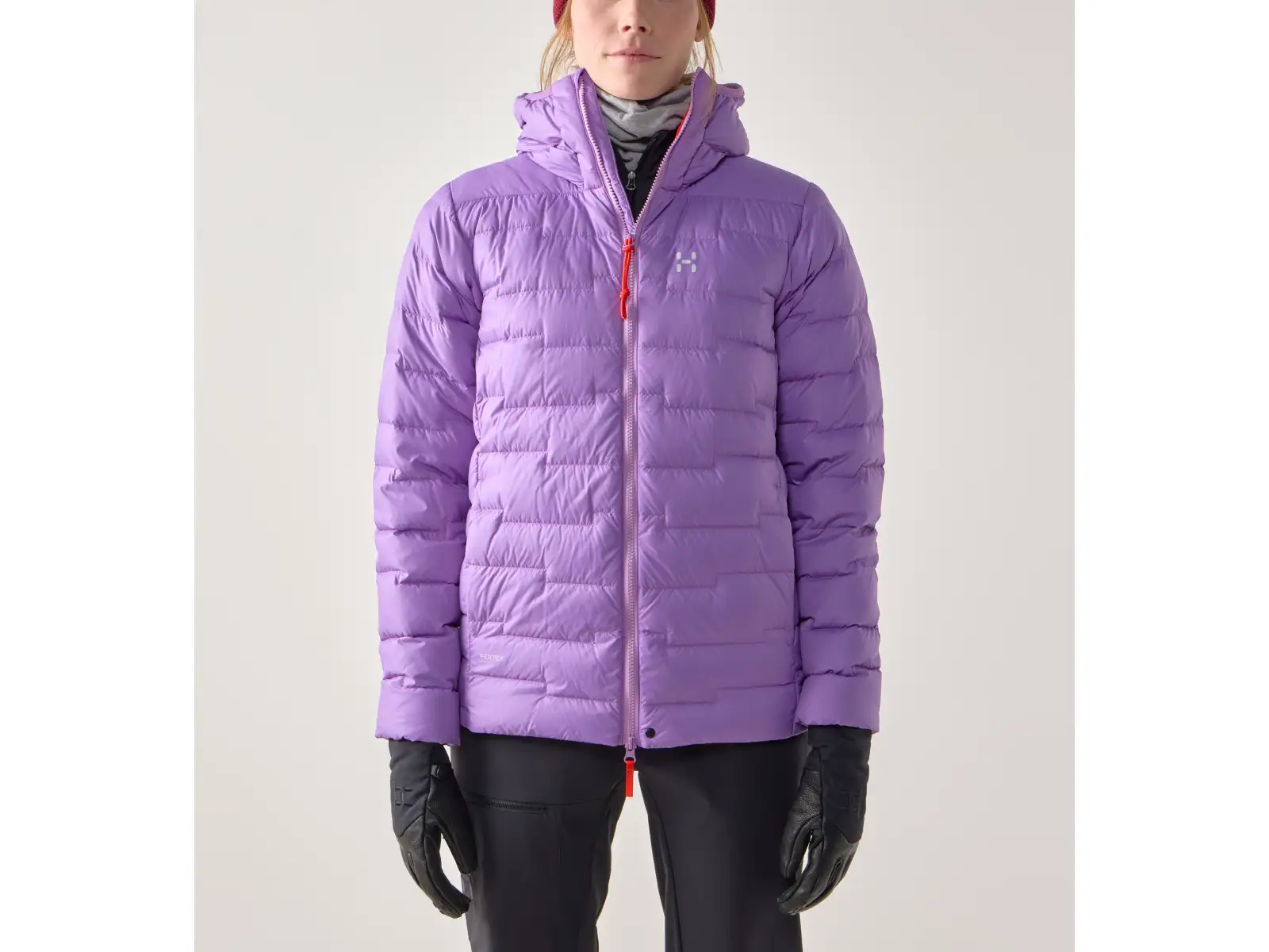 Haglöfs ROC Flash Down hood W damska kurtka Purple Ice/Tech Red