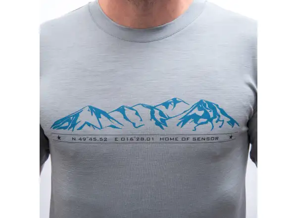 Sensor Merino Active Mountains męska koszulka krótki rękaw szary