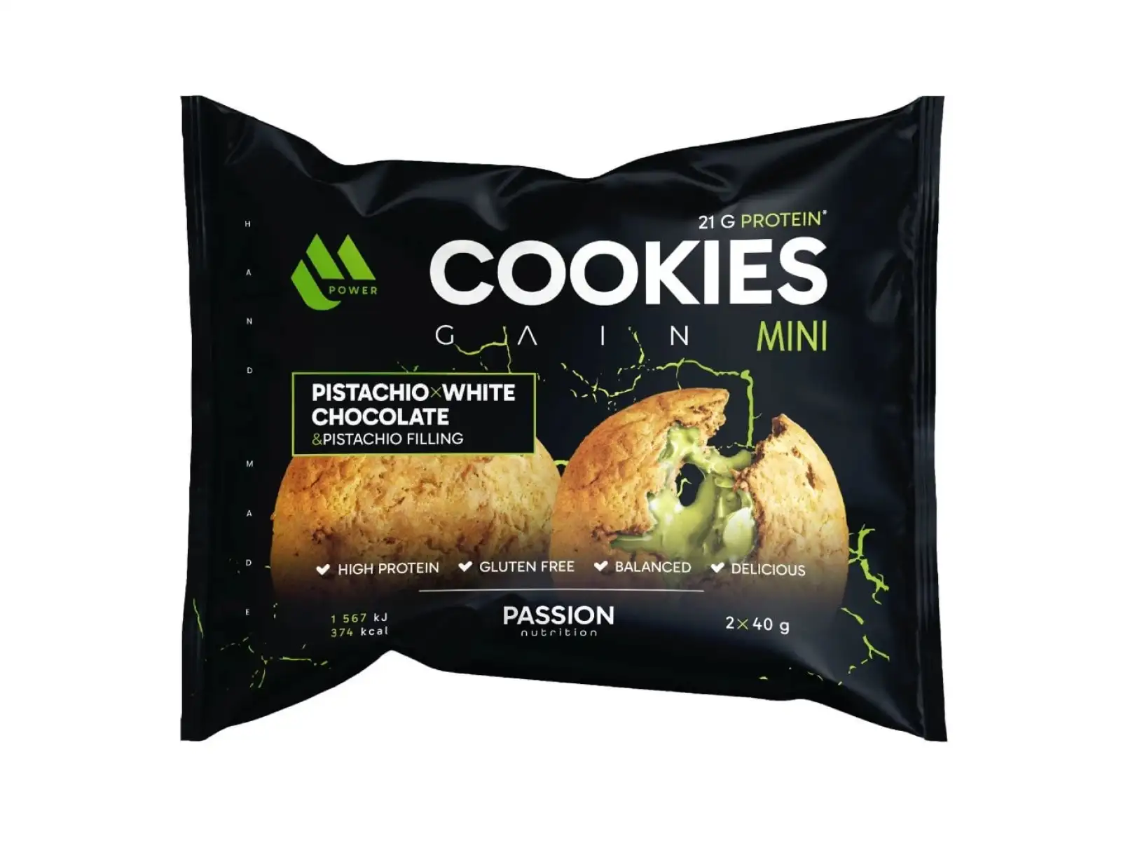 Passion MPower Cookie Gain 75 g Pistacjowa z białą czekoladą pistacjowy nadzienie