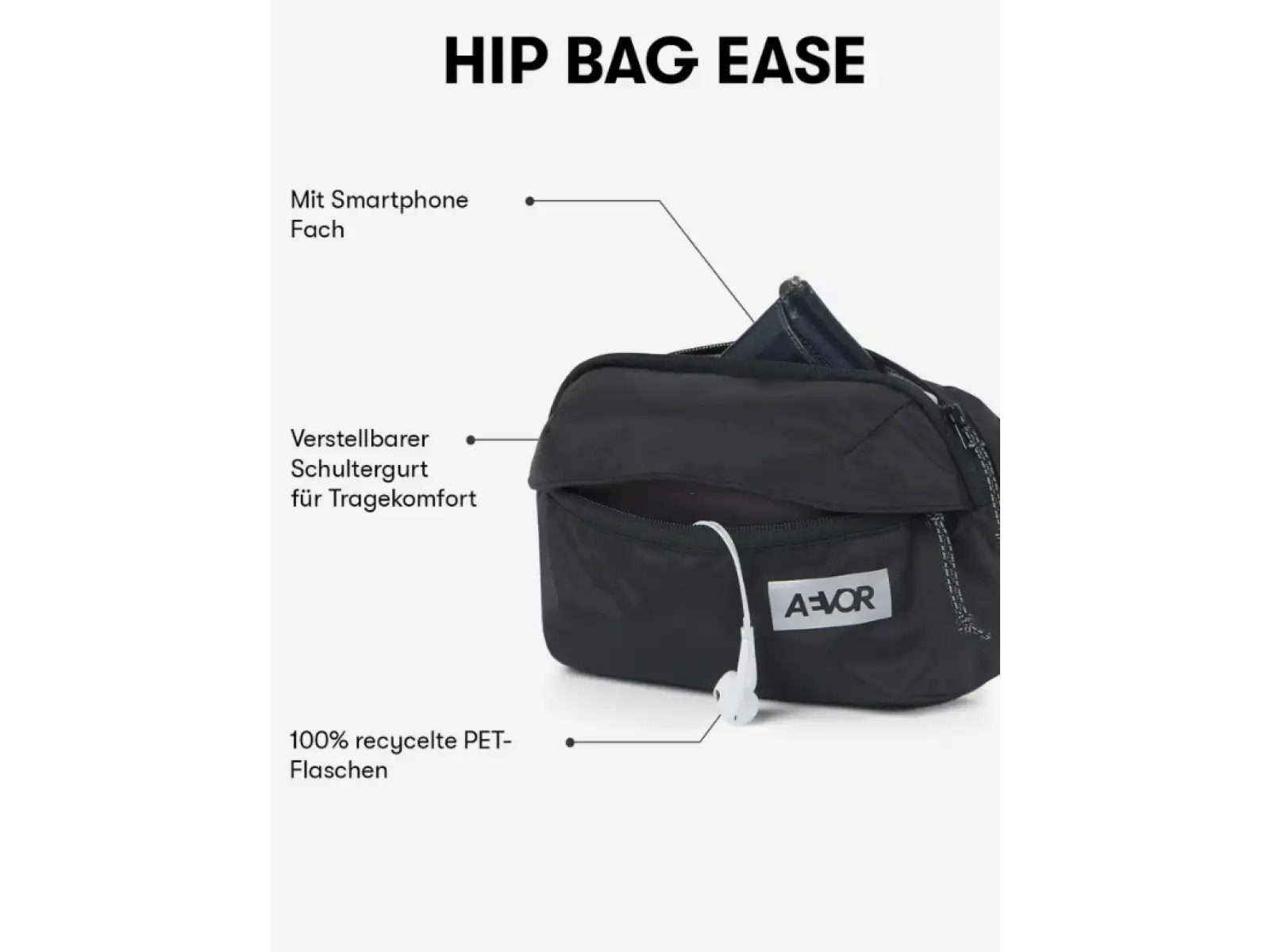 Aevor Hip Bag Ease torba na ramię/nerka Black