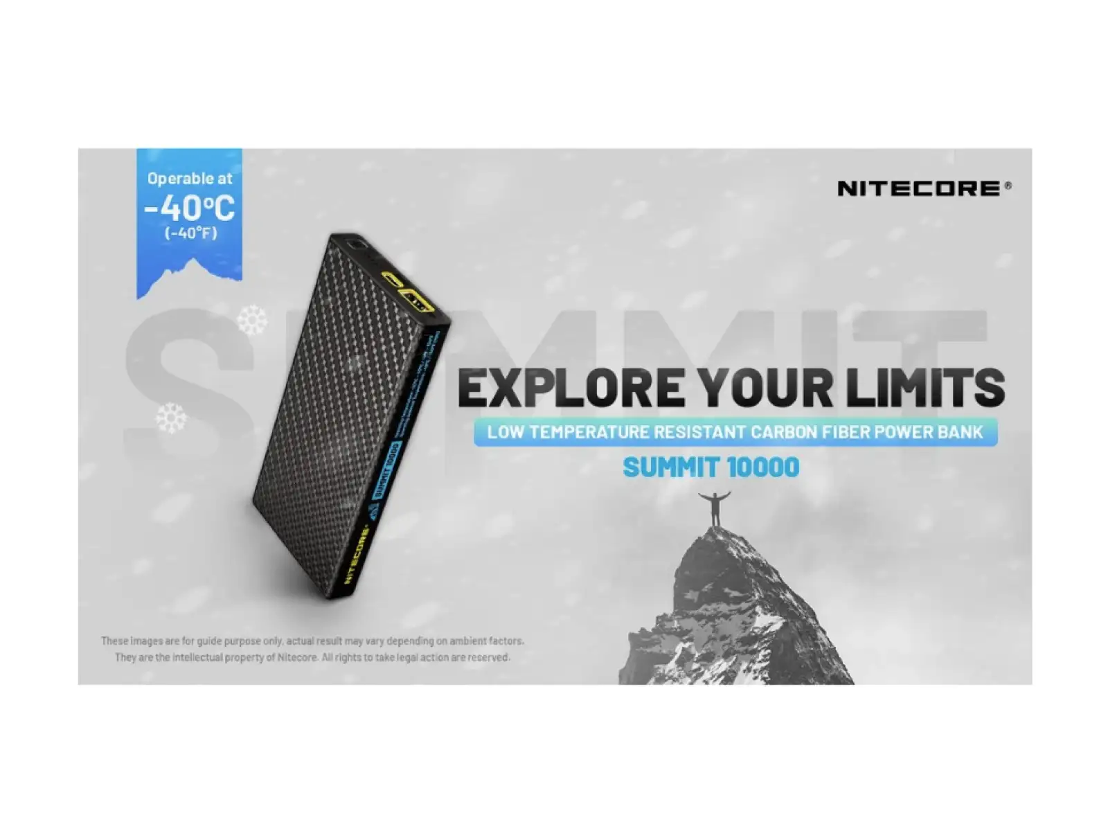 Nitecore mocny Powerbanka do mrozu SUMMIT 10000, USB-C, aż 3A wyjście, 10000 mAh