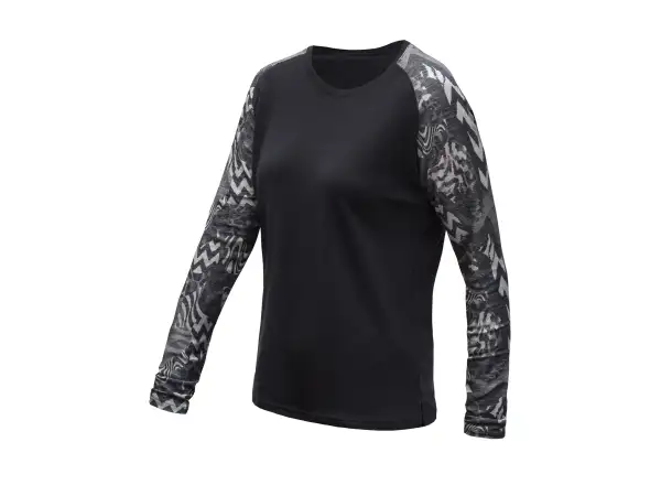 Sensor Merino Blend Impress damska koszulka długi rękaw czarna/zebra