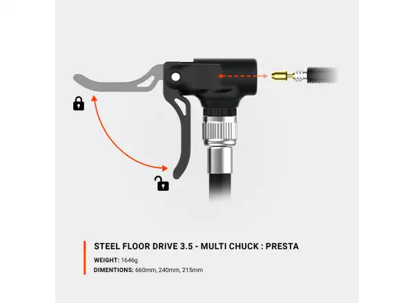 Lezyne Steel Floor Drive 3.5 Presta pompka warsztatowa