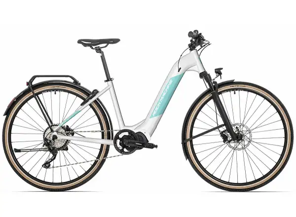Rock Machine CrossRide INT e400 Lady Gloss White/Mint crossowe rower elektryczny
